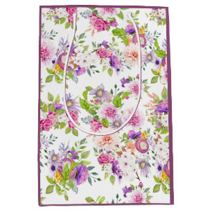 Bolsa De Regalo Mediana Collage de Ranúnculo de Primavera y Rosa