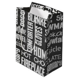 Bolsa De Regalo Mediana Collage de Winter Chalkboard