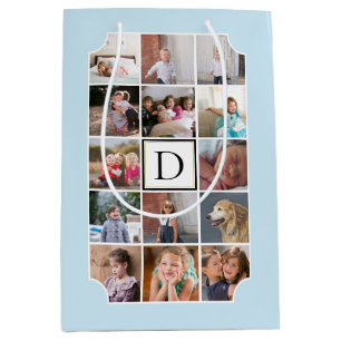 Bolsa De Regalo Mediana Collage fotográfico monograma esquinas curvadas az