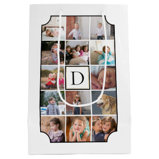 Bolsa De Regalo Mediana Collage fotográfico monograma esquinas curvadas bl