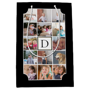 Bolsa De Regalo Mediana Collage fotográfico monograma esquinas curvadas ne