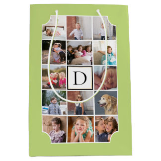 Bolsa De Regalo Mediana Collage fotográfico monograma esquinas curvadas ve