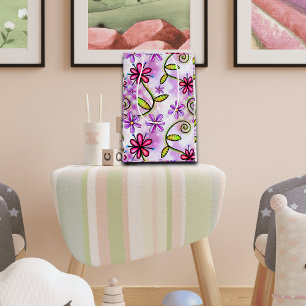Bolsa De Regalo Mediana Collage holográfico de arcoiris floral