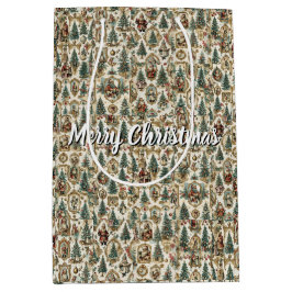 Bolsa De Regalo Mediana Collage Navideño Victoriano Antiguo | Santa Retro 