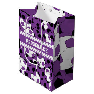 Bolsa De Regalo Mediana Collage púrpura del balón de fútbol
