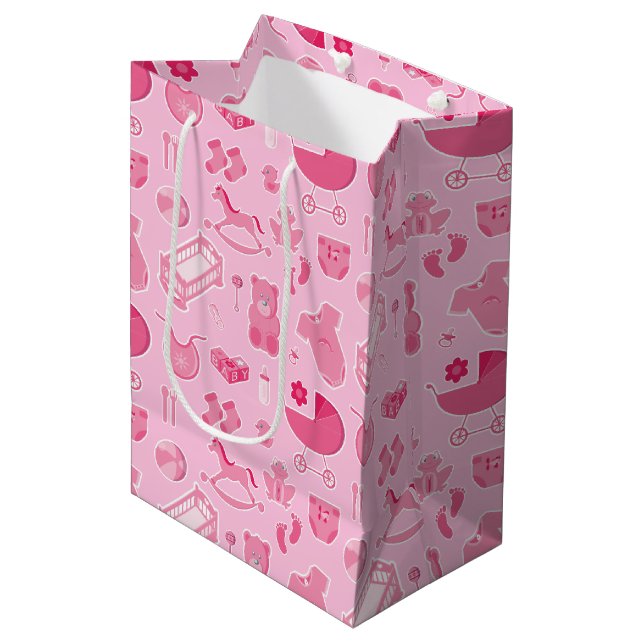 Bolsa De Regalo Mediana Collage rosa de Baby Girl (Angulo Anverso)