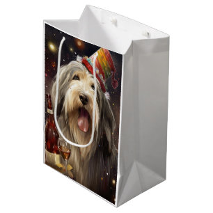 Bolsa De Regalo Mediana Collie Barbudo Año Nuevo
