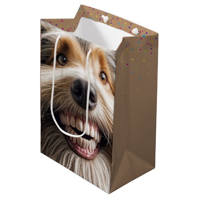 Bolsa De Regalo Mediana Collie con barba con sonrisa desagradable (Angulo Anverso)