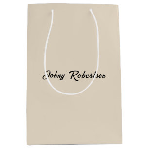 Bolsa De Regalo Mediana Color Almendra Elegante Profesional Minimalista