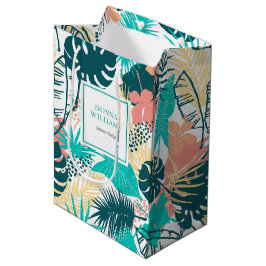 Bolsa De Regalo Mediana Colorante colorido de hojas tropicales