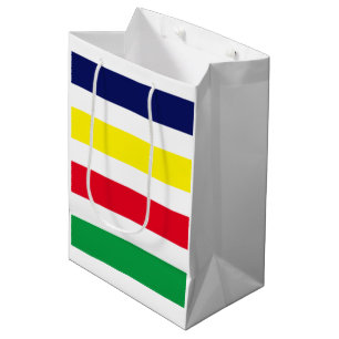 Bolsa De Regalo Mediana Colores DIY 4 Franja Rojo Azul Amarillo Verde Blan