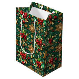 Bolsa De Regalo Mediana Colorful Christmas Vibe Festive Pattern