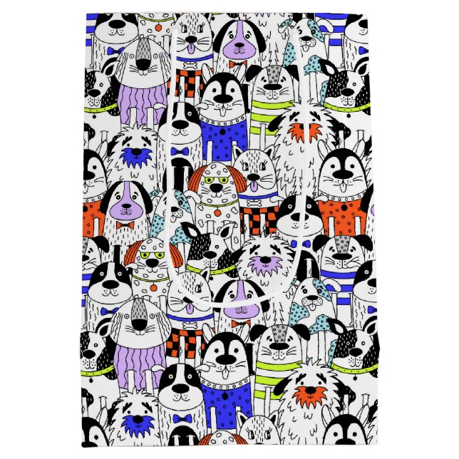 Bolsa De Regalo Mediana Colorful Dog Crowd Pattern (Reverso)