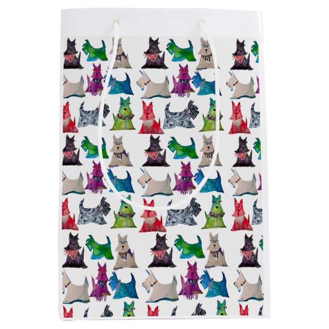 Bolsa De Regalo Mediana Colorful Scotties (Anverso)
