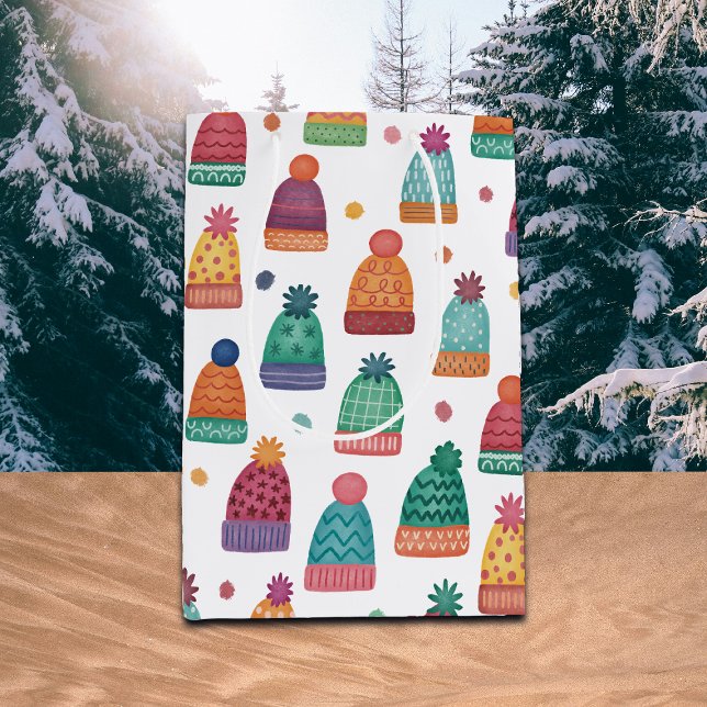 Bolsa De Regalo Mediana Colorful Woolly Hats Winter (Subido por el creador)