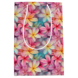 Bolsa De Regalo Mediana Colorida Plumeria Tropical Frangipani Patterada