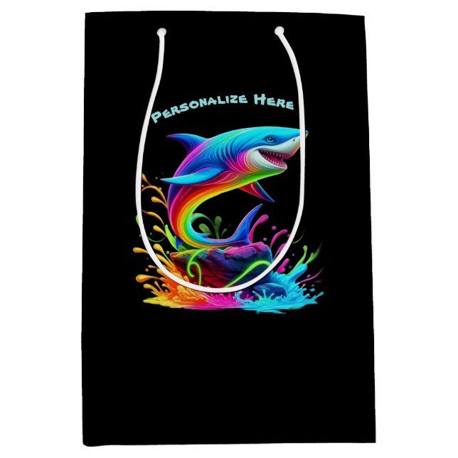Bolsa De Regalo Mediana Colorida salpicadura de tiburón- (Anverso)