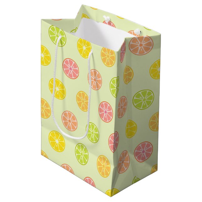 BOLSA DE REGALO MEDIANA COLORIDAS DE FRUTAS (Angulo Anverso)