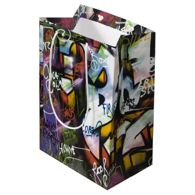 Bolsa De Regalo Mediana Coloridas Palabras de Graffiti (Angulo reverso)