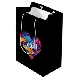 Bolsa De Regalo Mediana Colorido corazón XOXO-Negro-