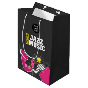 Bolsa De Regalo Mediana Colorido Festival de Música de Jazz añaden logo pe