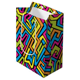 Bolsa De Regalo Mediana Colorido patrón de arte callejero del graffiti neó