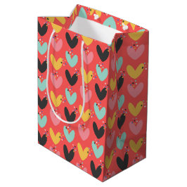 Bolsa De Regalo Mediana Colorido patrón de corazones de San Valentín