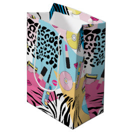 Bolsa De Regalo Mediana Colorido patrón retro de los años noventa