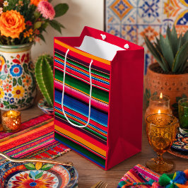 Bolsa De Regalo Mediana Colorido Serape Tradicional Mexicano