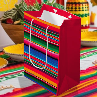 Bolsa De Regalo Mediana Colorido Serape Tradicional Mexicano