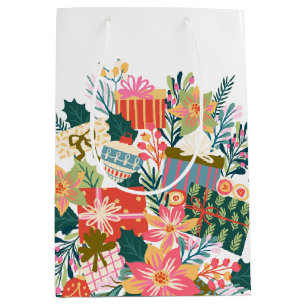 Bolsa De Regalo Mediana coloridos deseos retro vacaciones navidades