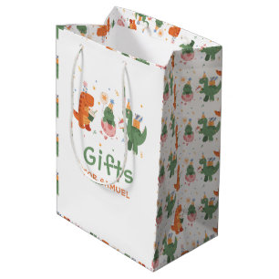 Bolsa De Regalo Mediana Coloridos dinosaurios infantiles cumpleaños
