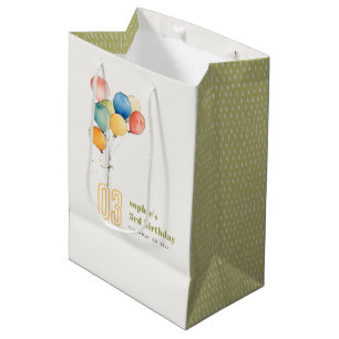 Bolsa De Regalo Mediana Coloridos globos rojos verdes amarillos niños cump