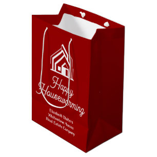 Bolsa De Regalo Mediana Compañía de bienes raíces roja agente inmobiliario