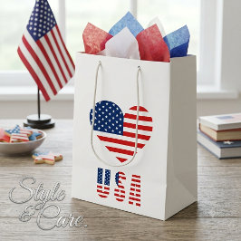 Bolsa de regalo mediana con corazón de bandera de