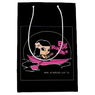 Bolsa de regalo mediana con logotipo de canoa rosa