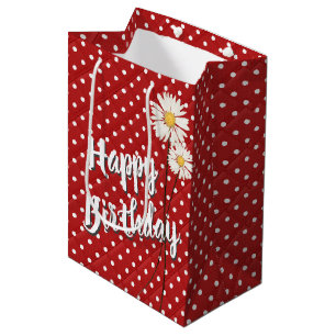 Bolsa de regalo mediana con margaritas de cumpleañ