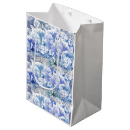 Bolsa de regalo mediana con ramo mixto azul monocr
