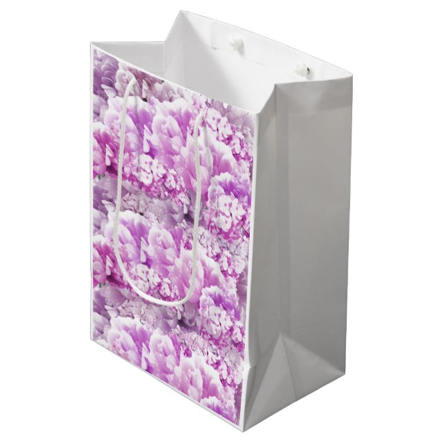 Bolsa de regalo mediana con ramo mixto rosa monocr (Angulo Anverso)