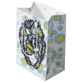 Bolsa de regalo mediana con zorrillo lindo y flore