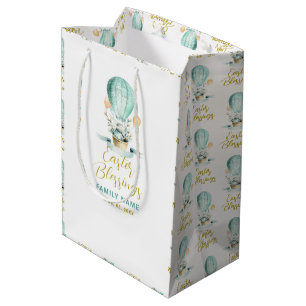 Bolsa De Regalo Mediana Conejito de Pascua en globo caliente, texto Person