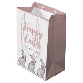 Bolsa De Regalo Mediana Conejito Rosa Lindo Feliz Pascua