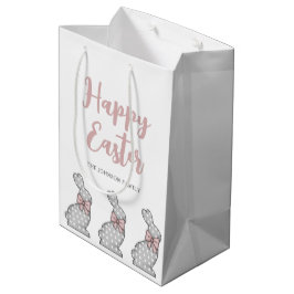 Bolsa De Regalo Mediana Conejito Rosa Lindo Feliz Pascua