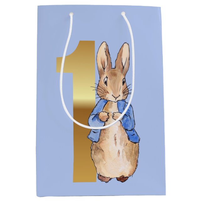 Bolsa De Regalo Mediana Conejo clásico cumpleaños 1 (Anverso)