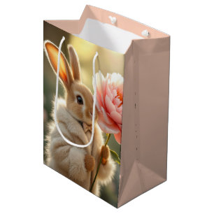 Bolsa De Regalo Mediana Conejo de conejo llevando un abrigo de pieles