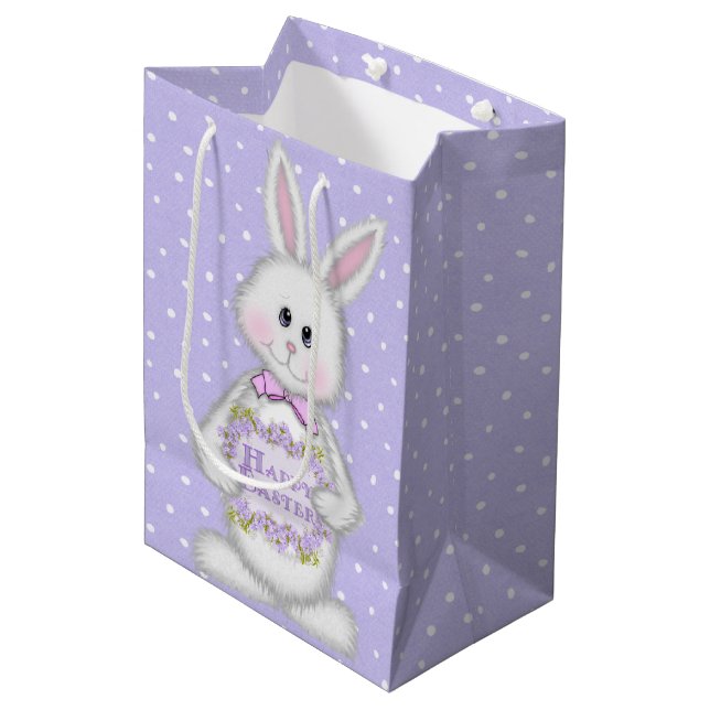 Bolsa De Regalo Mediana Conejo de Pascua con puntos de Polka (Angulo Anverso)