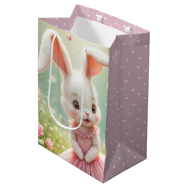 Bolsa De Regalo Mediana Conejo de Pascua con vestido rosa (Angulo Anverso)