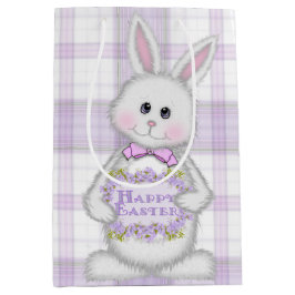 Bolsa De Regalo Mediana Conejo De Pascua En Lavender Plantado
