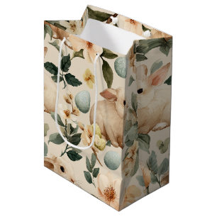 Bolsa De Regalo Mediana Conejo de Pascua Floral Vintage (4)