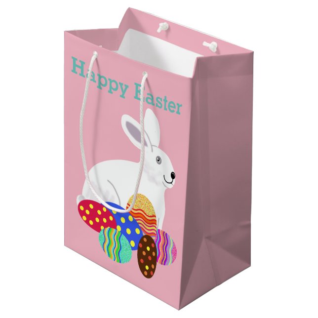 Bolsa De Regalo Mediana Conejo de Pascua y huevos de chocolate (Angulo Anverso)